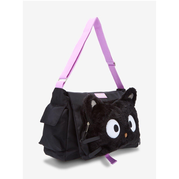 Sanrio Chococat Black Fuzzy Messenger Bag NWT - Picture 2 of 13